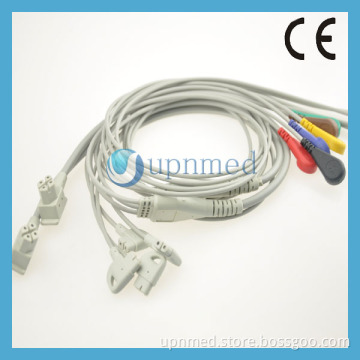 ECG Cable for HP 10 Lead Wires, Snap, IEC